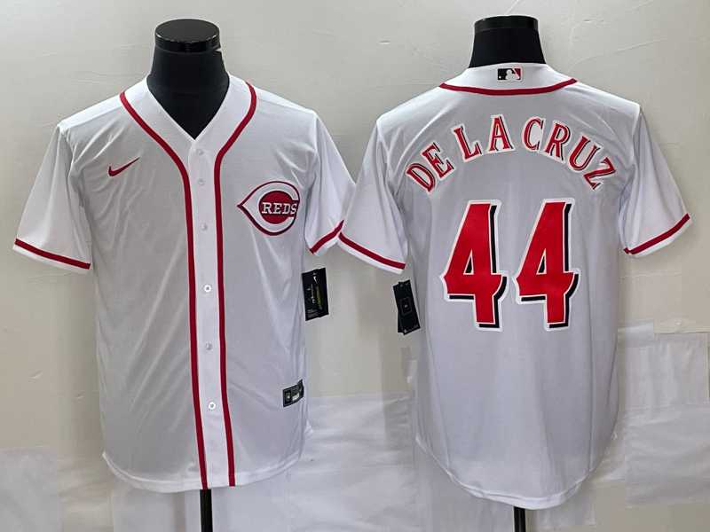 Mens Cincinnati Reds #44 Elly De La Cruz White Cool Base Stitched Baseball Jerseys